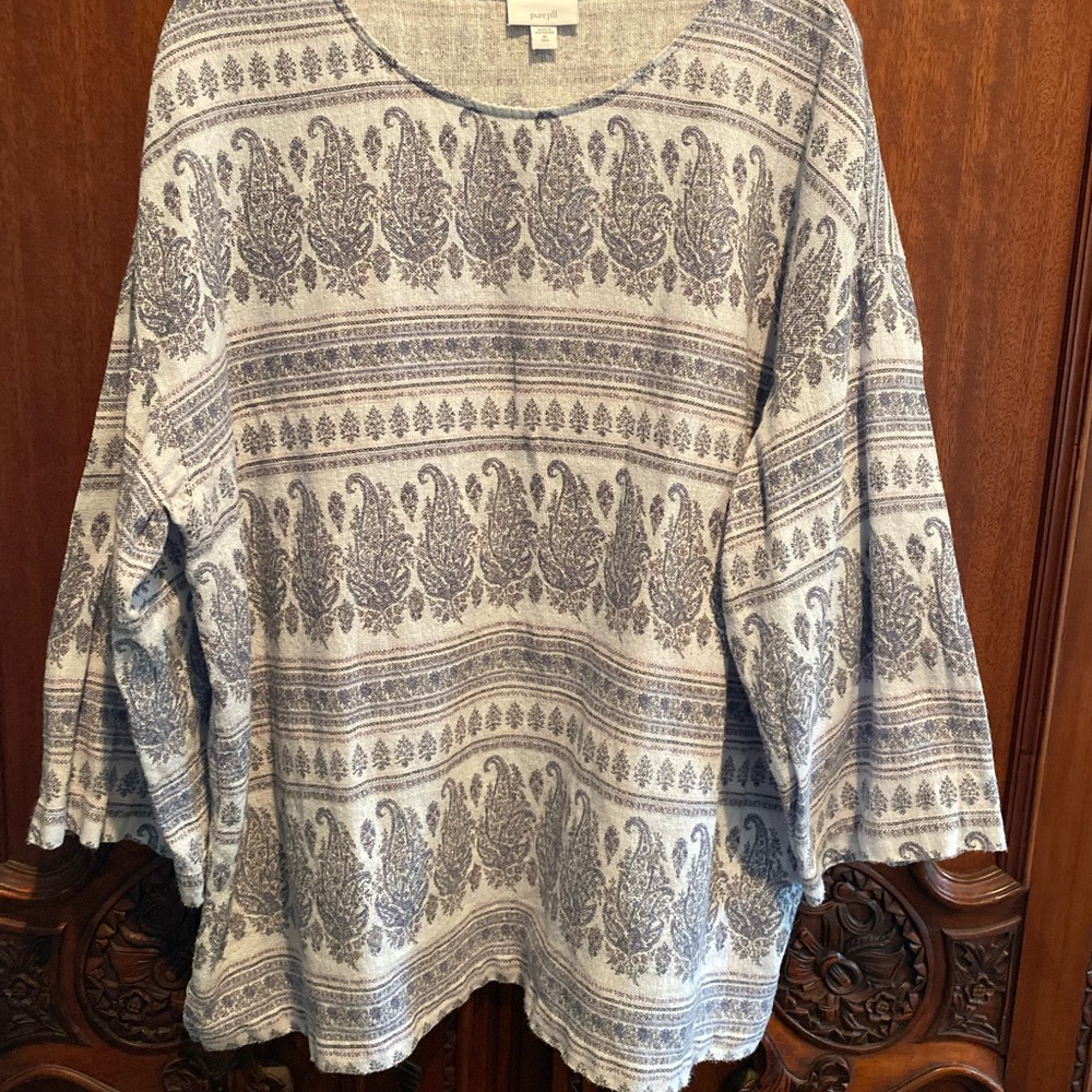 J. Jill Blue Paisley Hemp Tunic Top